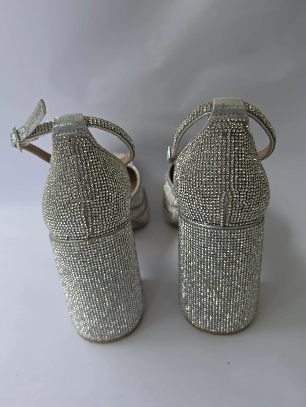 wild fable Silver Rhinestone Platform Block Heels